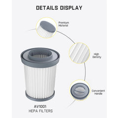 Fanttik 2-Pack Replacement HEPA Filter for Fold V10 APEX Car Vacuum