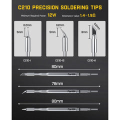 C210 Replacement Soldering Iron Tips for T1 Max